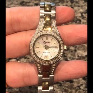 Gold/Silver with Diamonds Fossil Watch